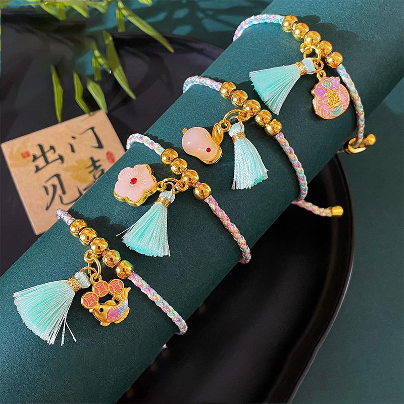 Gewebtes Seil Glückssegen kleiner Fisch Glücksbeutel Anhänger Licht Armband exquisit Nische berühmt ethnischer Stil Nische Temperament vielseitiger Schmuck