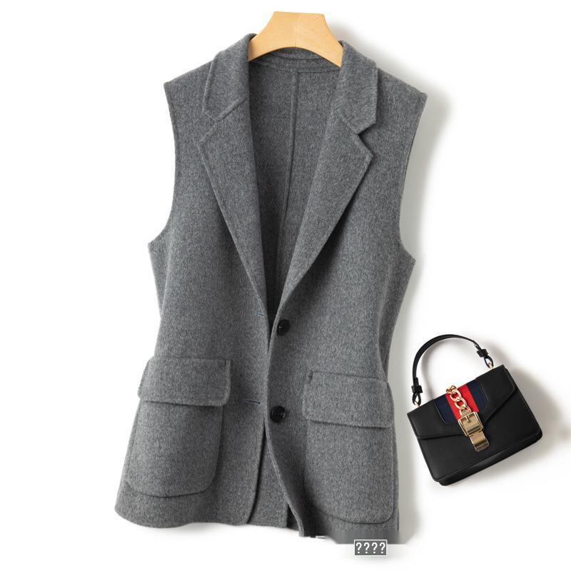 2023 Women's Double-Sided Cashmere Wool Vest: Sleeveless, Short Black Suit Coat