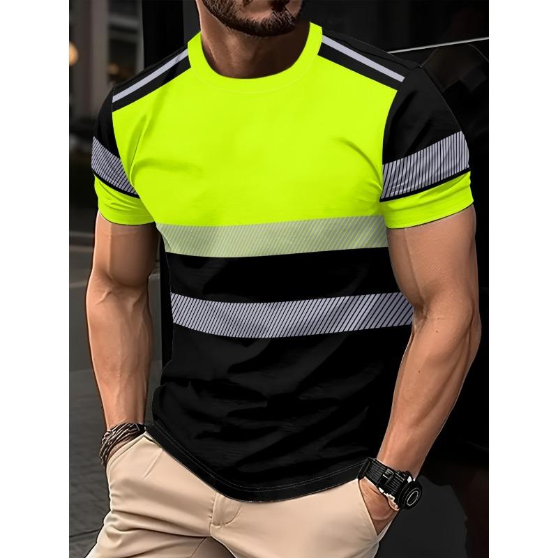 2026 Sommer Herren Europäischer Stil Neues Gestreiftes Print Weiches und Atmungsaktives Rundhals-T-Shirt für Freizeit, Sport und Outdoor