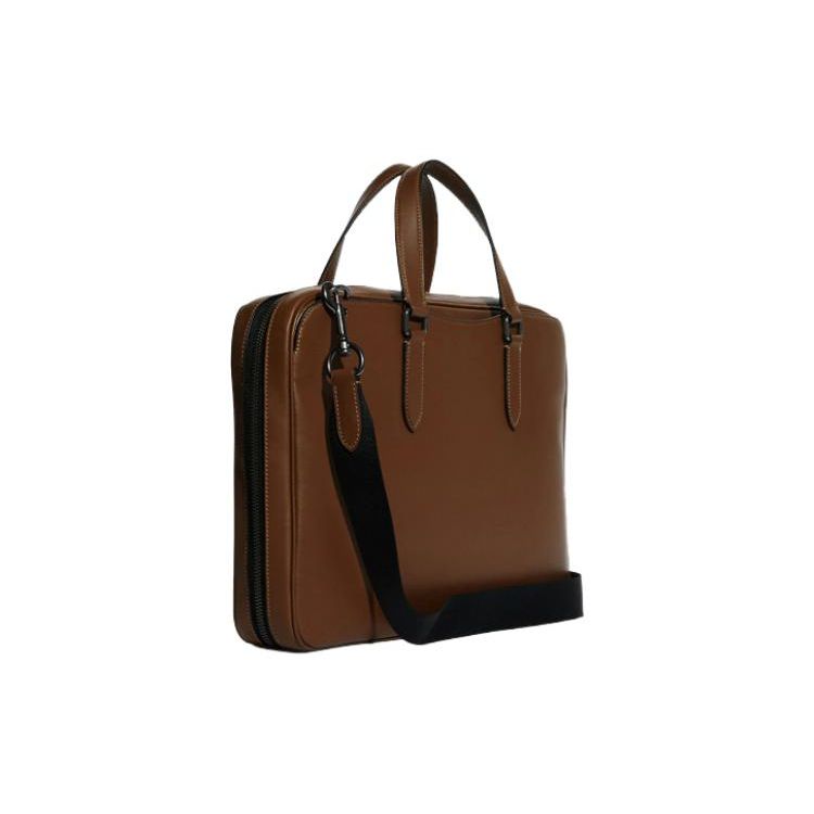 Coach Graham 39 Letter Logo Multi-Slot Zipper Closure Detachable Shoulder Strap Leather Briefcase Tote Crossbody Bag Large Men Bags C8170-QBSD