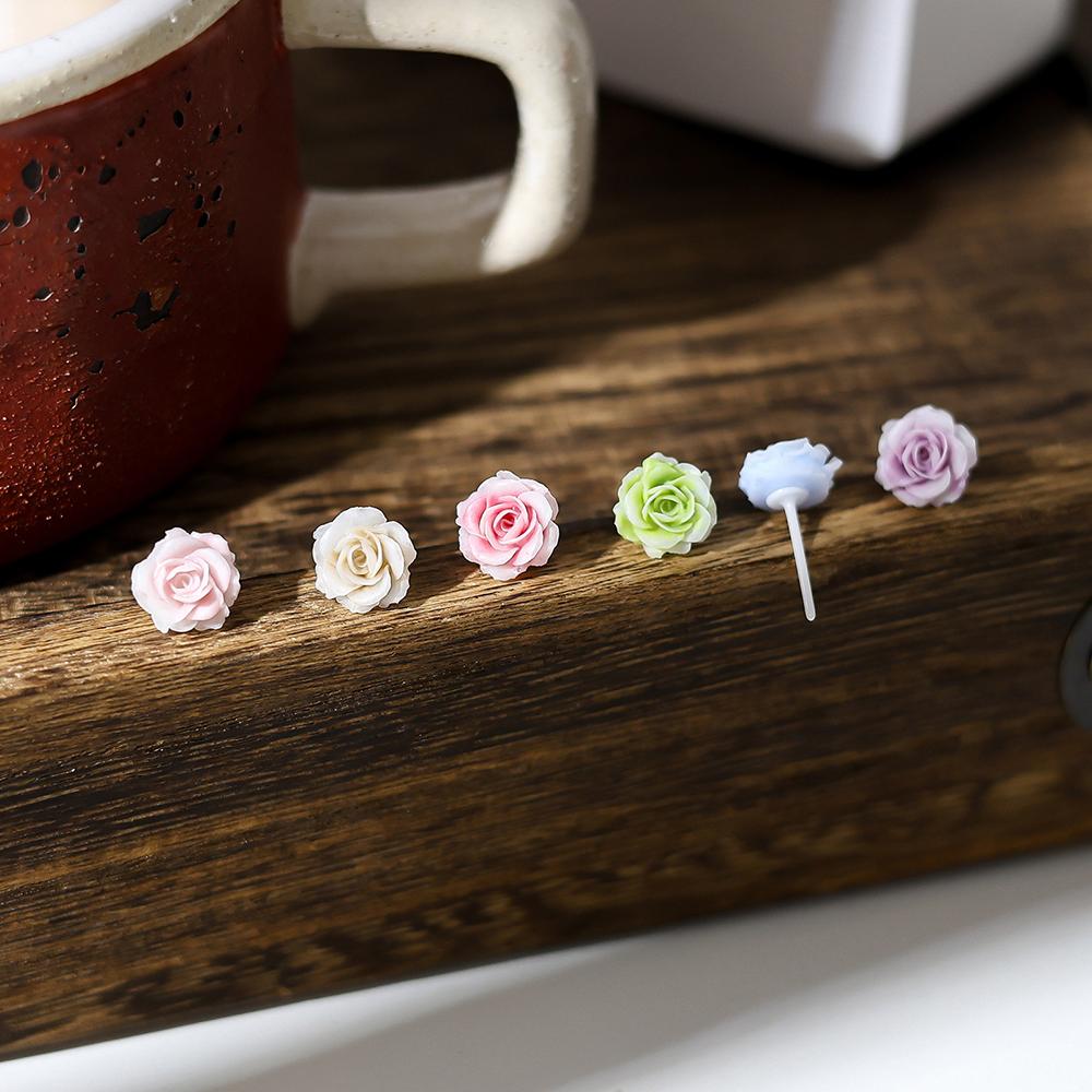 Bioceramic Needle Resin Flower Mini Stud Earrings For Women Allergy Prevention Piercing Ear Hole Jewelry