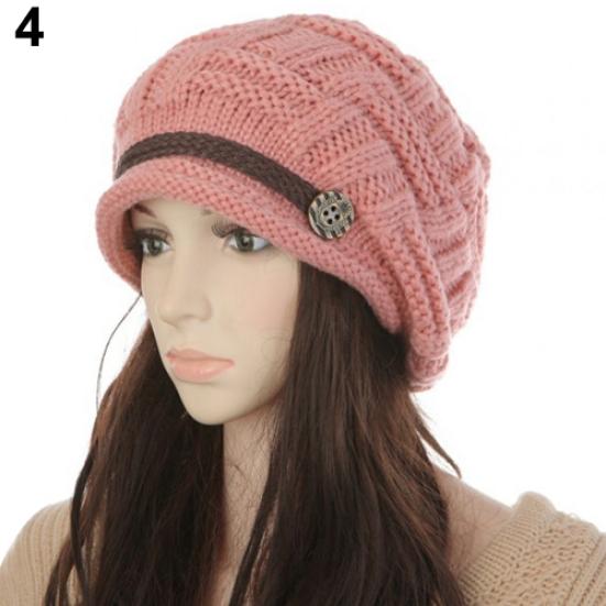 Women's Fashion Braided Autumn Winter Warm Baggy Beanie Knit Crochet Ski Hat Cap