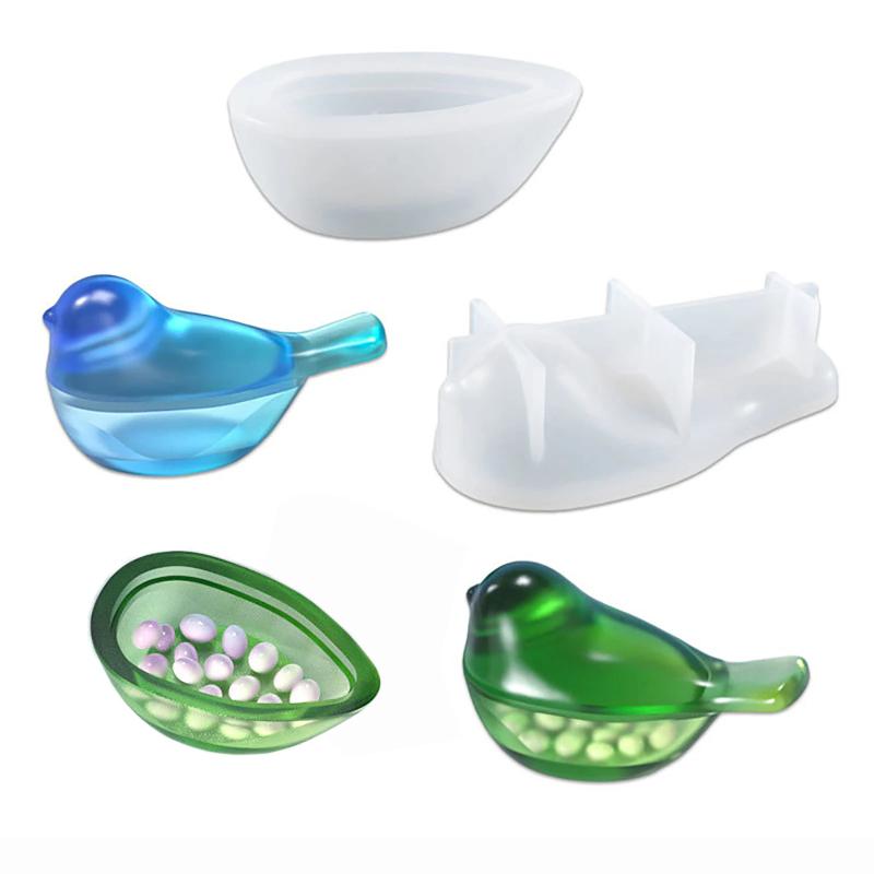 3D Crystal Epoxy Resin Mold Silicone Creative Bird Design Storage Mould for Easy DIY Making Reusable Jewelry Crafts Supplies