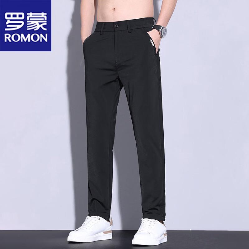 Romon Men s Summer Ice Silk Straight-Leg Casual Pants 30