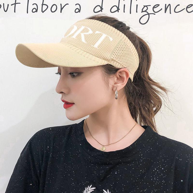 Sun Hat Women'S Summer Face Cover Uv Protection Beach Riding Eaves Sports Sun Empty Top Knitted Sun Protection Hat