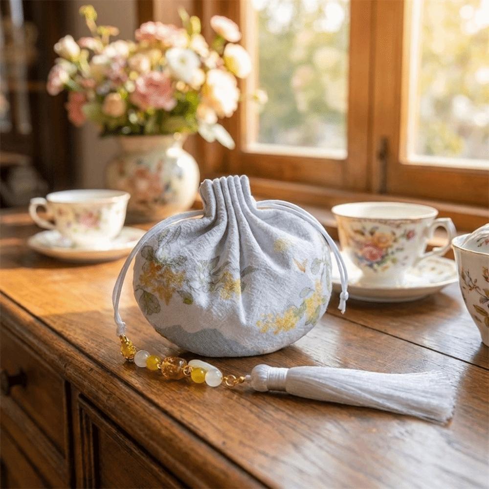Zen Inspired Ancient Style Sachet Handmade Empty Bag Elegant Lotus Bag Mid Autumn Festival
