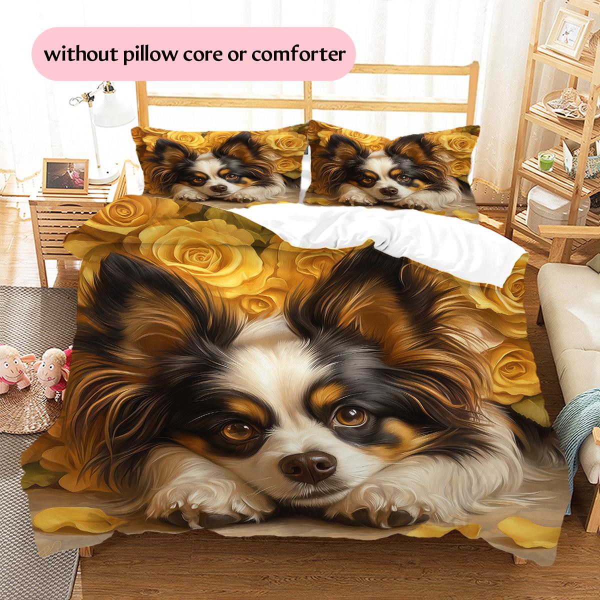 

Papillon and roses Pattern Bedding Home Decoration Birthday Gift (1 * duvet cover + 2 * pillowcase, without core) 135x200cm