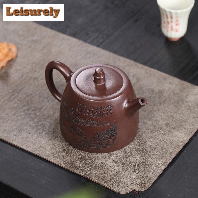 400ml Elegant Yixing Purple Clay Teapots Handmade Handuo Pot Raw Ore Purple Mud Kettle With Strainer Zisha Teaset Cafes Supplies