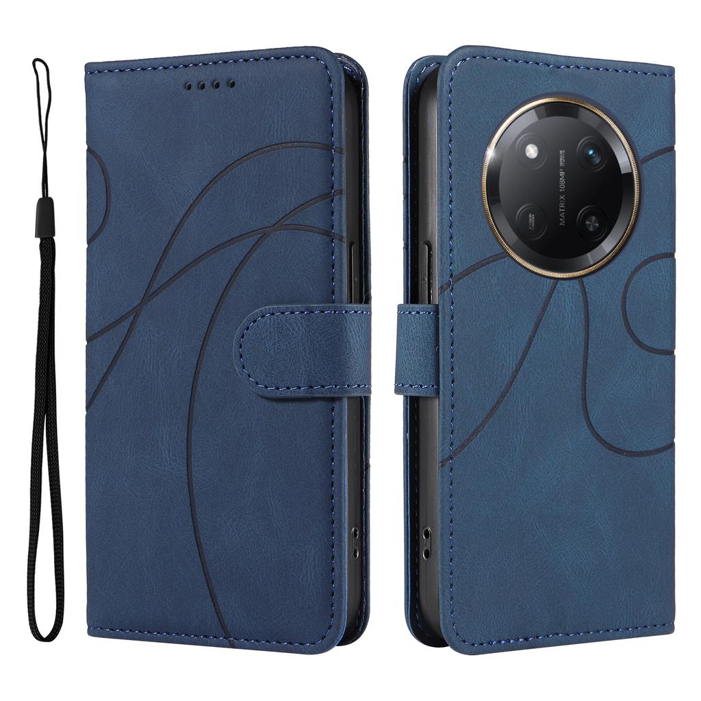 For Honor X60 Pro 5G/Honor X9c 5G Wallet Case Leather Phone Cover Stand with Curved Line Design