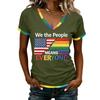 Women's Casual V Neck Short Sleeve T Shirt Patriotic Independence Day Printed Tee Top Lightweight Comfortable Fit