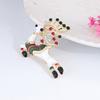 Women Girls Deer Elk Enamel Brooch Corsage Pin Zinc Alloy Rhinestones Breastpin Holiday Christmas Gift