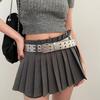 Leathers Womens Belt Fashion Double Grommet Belt Decorative Jeans Dress Blet