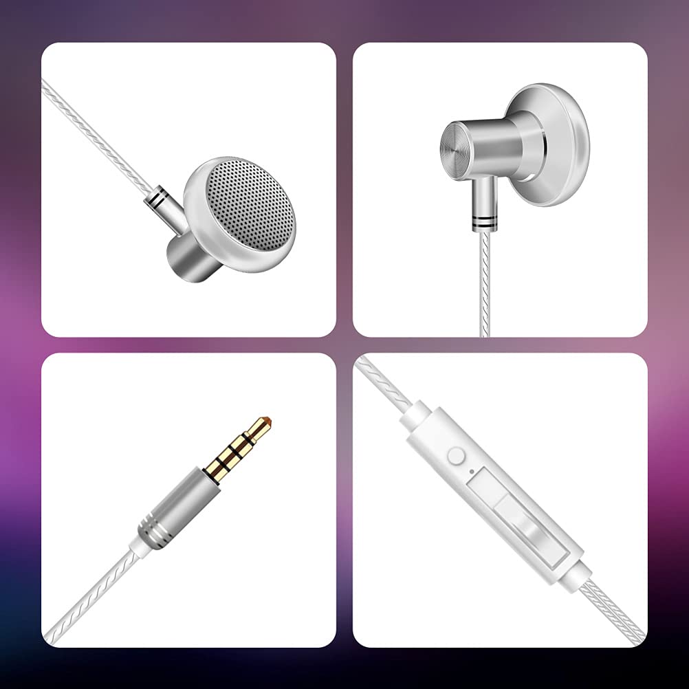 Wired Stereo Earphones with Microphone and Volume Control, Clear Calls, Noise Cancelling, Powerful Bass, Composite Tympanic Dynamic Driver, 3.5mm