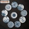 Blue and White Circular Cup Mat Ceramic Insulated Tea Tray Heat Resistant Placemats Teacup Holder Kung Fu Teaset Accessories