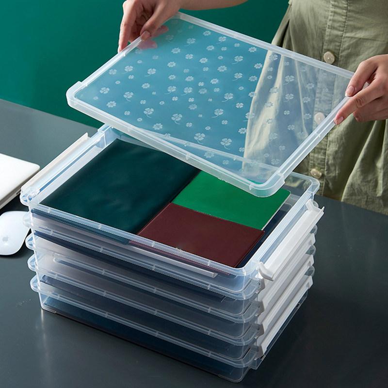 Transparent PP File Storage Box Multilayers Slim Portable Document Organizer Case for Office Study Paper Certificate Storage