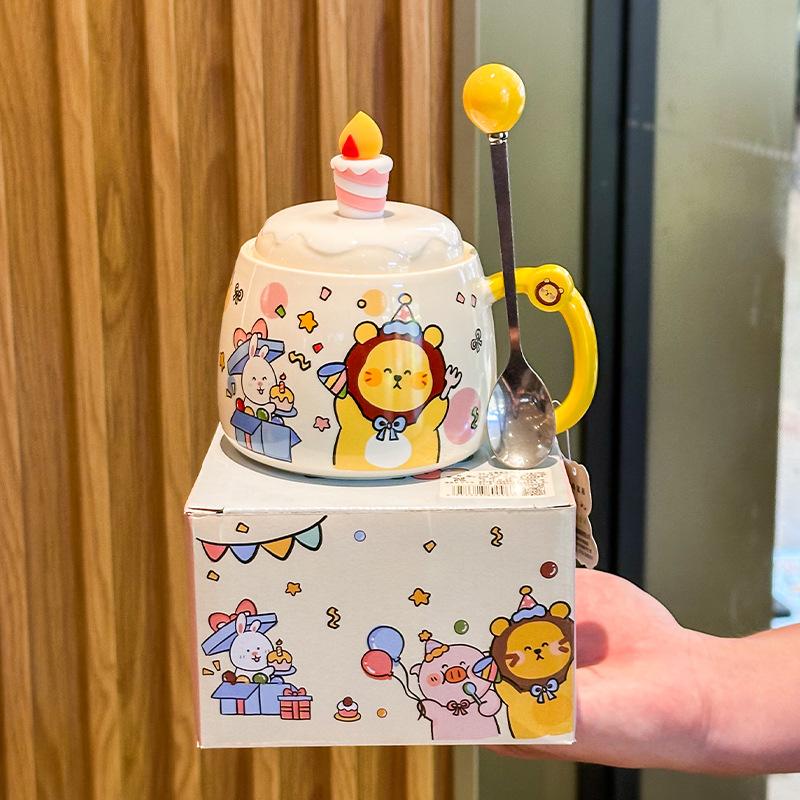 Birthday gift, cute ceramic mug, children's water cup, gift box for girlfriends, practical souvenir