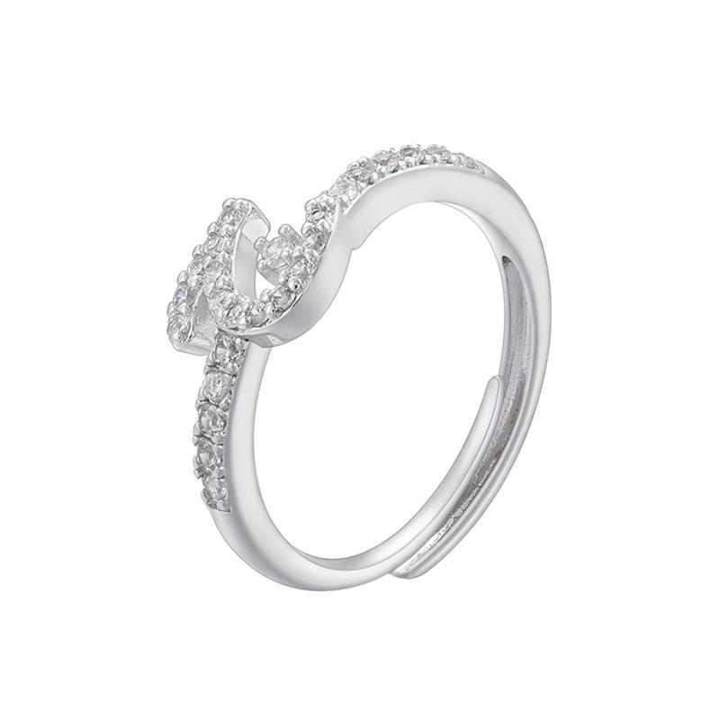 ZHUKOU gold plated zircon 16 Arabic letters silver adjustable ring : VJ632B1