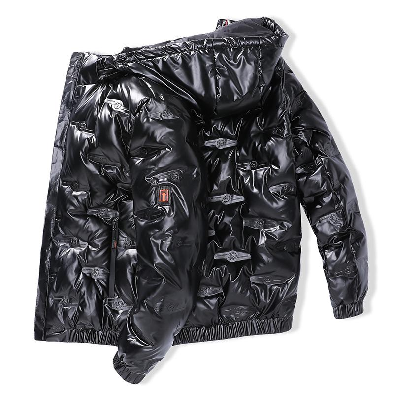 

Winter down jacket men s new white duck down hooded casual versatile glossy down youth trend men s jacket M