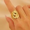 Stainless Steel Irregular Concave Convex Texture Wide Rings for Women Men Punk Smooth Opening Rings Party Jewelry Accessories