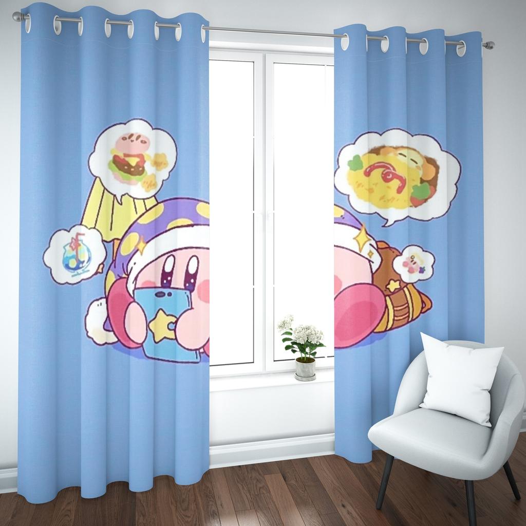 Kirby Cartoon Vorhang Wohnsitz Niedlicher Druck Lichtfilternde Fenstergardinen Wohnzimmer Kinderzimmer Stil Dekoration Fenster Verdunkelung