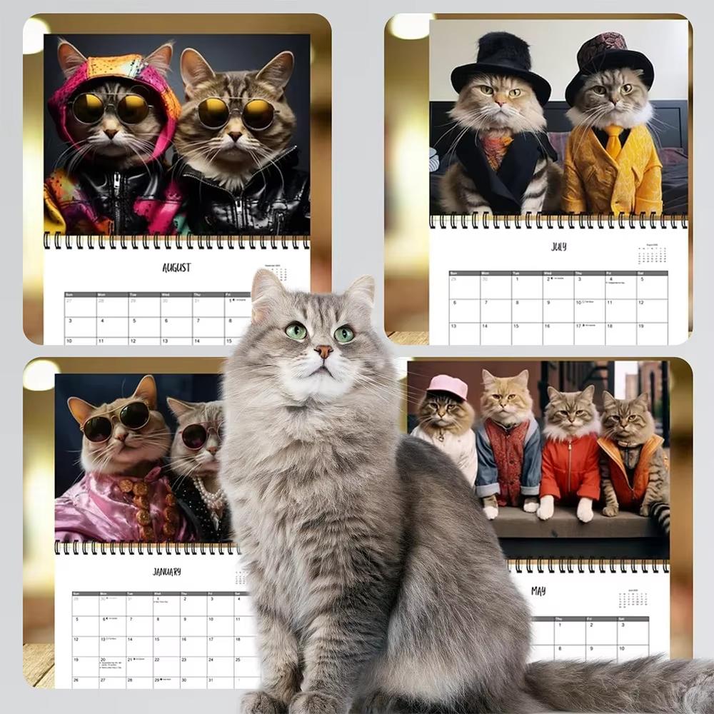 2026 Hip Cat Wall Calendar 3 Cool Cats In Sunglasses Trendy Attire Must Have for Cat Lovers Perfect Gift and Home Decor