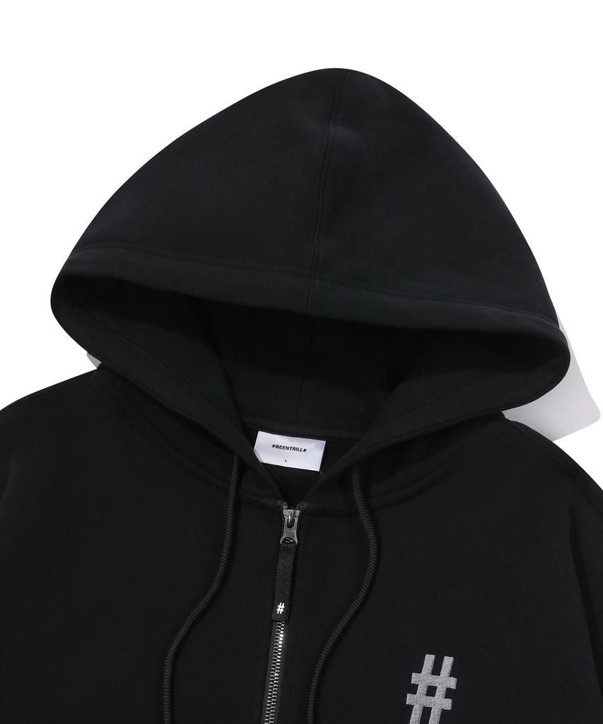 Beentrill Essential Two-Way Fleece Zip-Up Hoodie (Black)