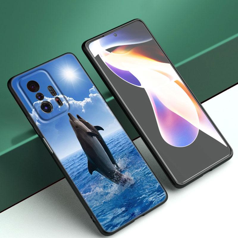 Ocean Golphin Dance Skaczące Etui na Telefon Dla Xiaomi Mi A2 8 9 SE Note 10 10T 11 12 Lite 9T 11T 12S 12T Pro A3 6X 12X Czarne Etui