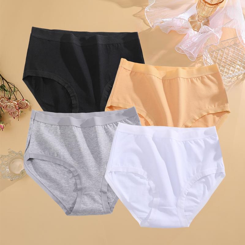 4Pcs/Set High Waist Underwear Cotton Panties Women Body Strips Underpants Plus Size Girls Briefs Female Lingerie Oversize Pantys