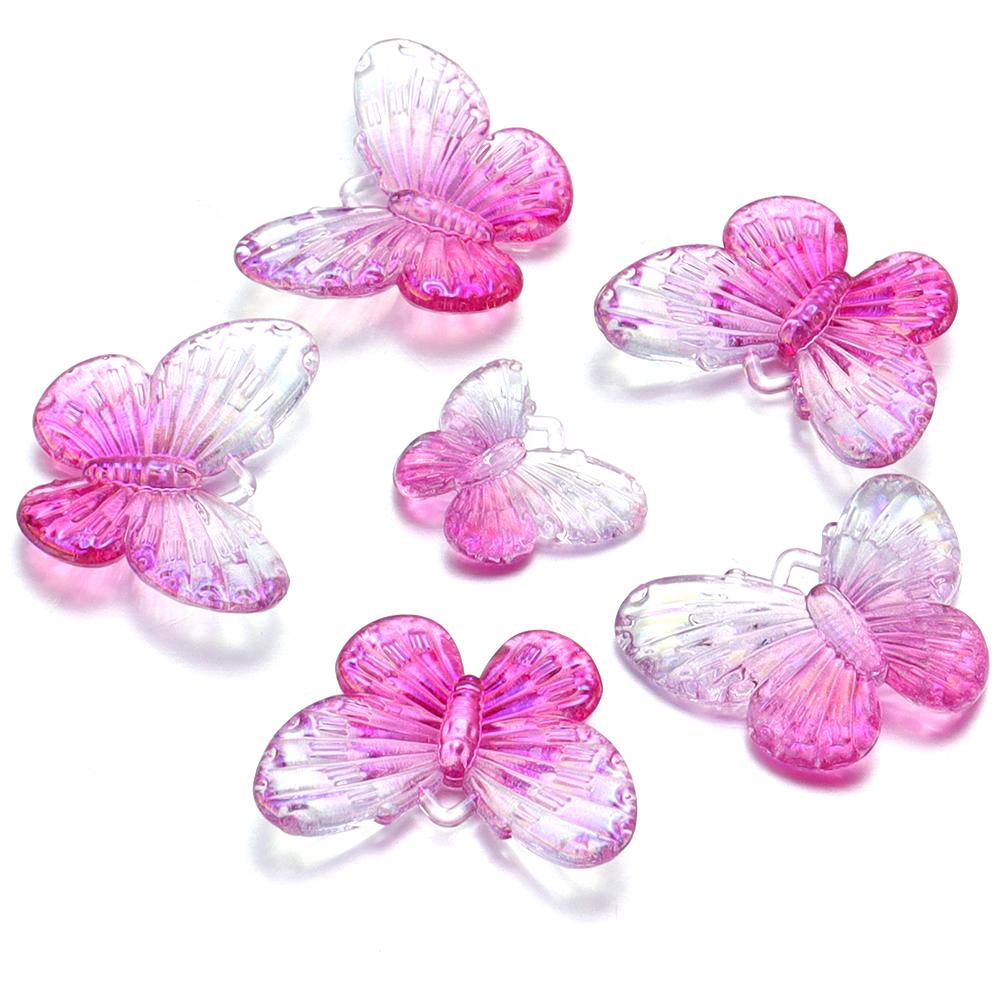 10-40pcs/lot Butterfly Acrylic Beads Gradient Color Loose Beads For Jewelry Making DIY Phone Case Handmade Gifts Accessories