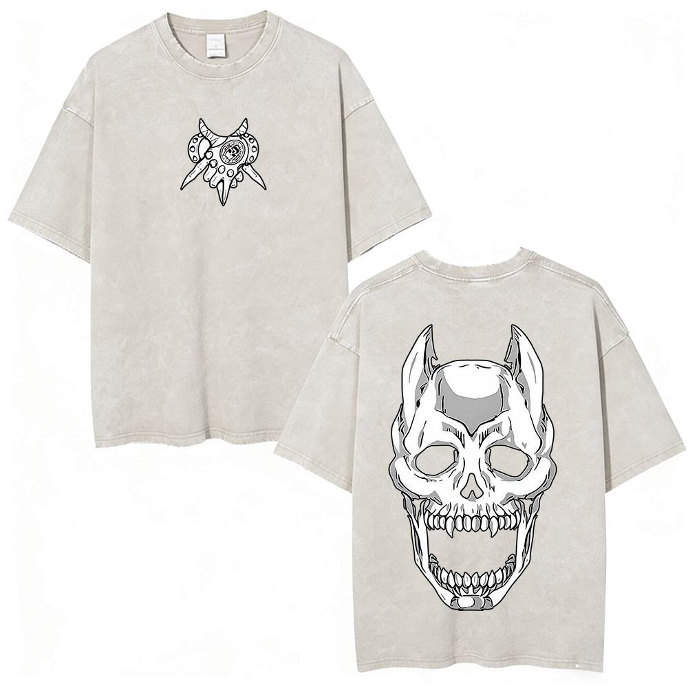 Anime Jojo Bizarre Adventure Kira Yoshikage Killer Queen Acid Washed T Shirt Mens Casual Cotton Short Sleeves Oversized Tshirts S