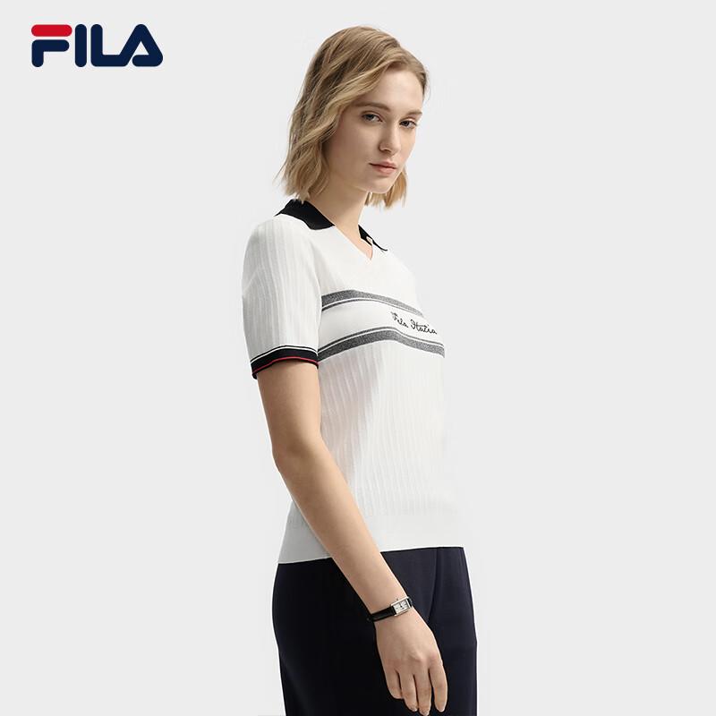 Fila Women's V-Neck Short Sleeve Knitted Top
