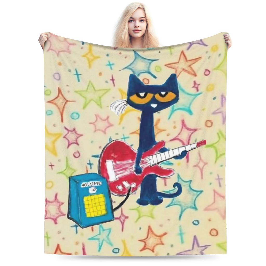 Мультяшное одеяло Sun Pete The Cat Фланелевое покрывало для самолета Путешествия Персонализированное Мягкое Теплое Постельное белье