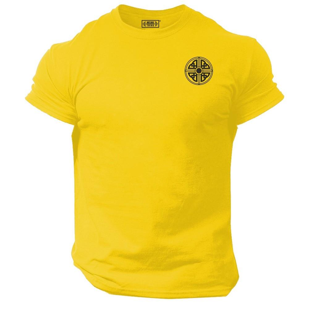 Vikings Shield T Shirt Pocket Gym Clothing Bodybuilding Workout Thor Gymwear Top