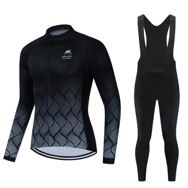 2026 Autumn Velvet Thin Cycling Suit Cycling Suit Bicycle Spring and Women's Long-sleeved Suit Quick-drying Breathable Sunscreen Overalls Trousers