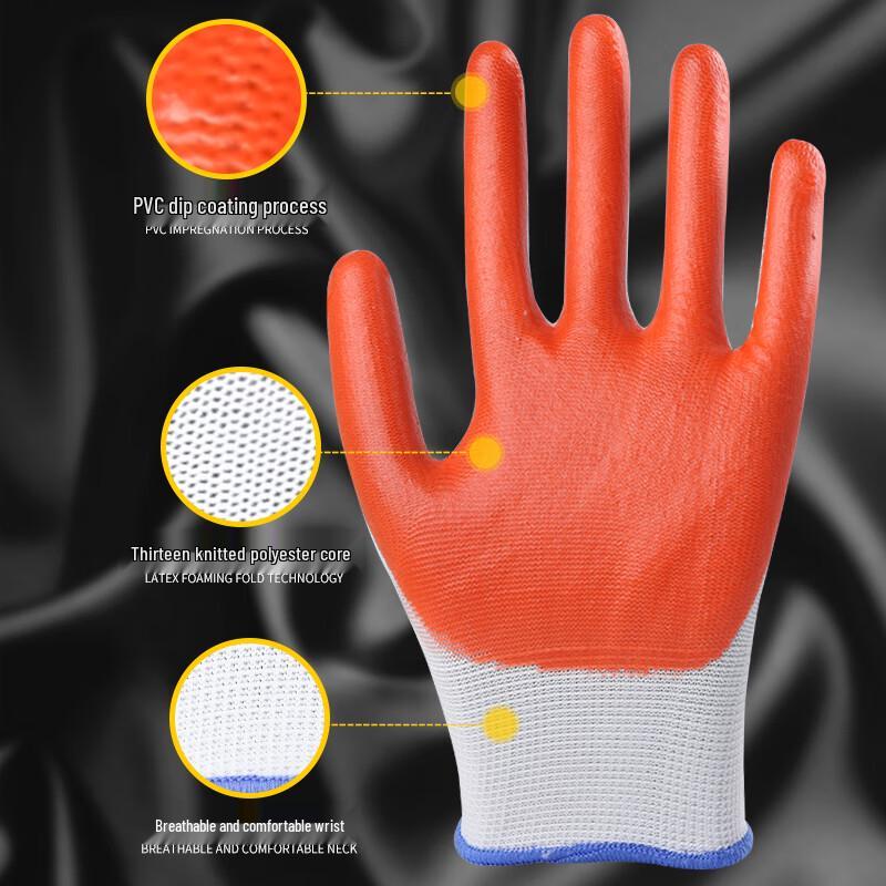 

Xiongxuemei PVC Coated Disposable Work Gloves, 12 Pairs