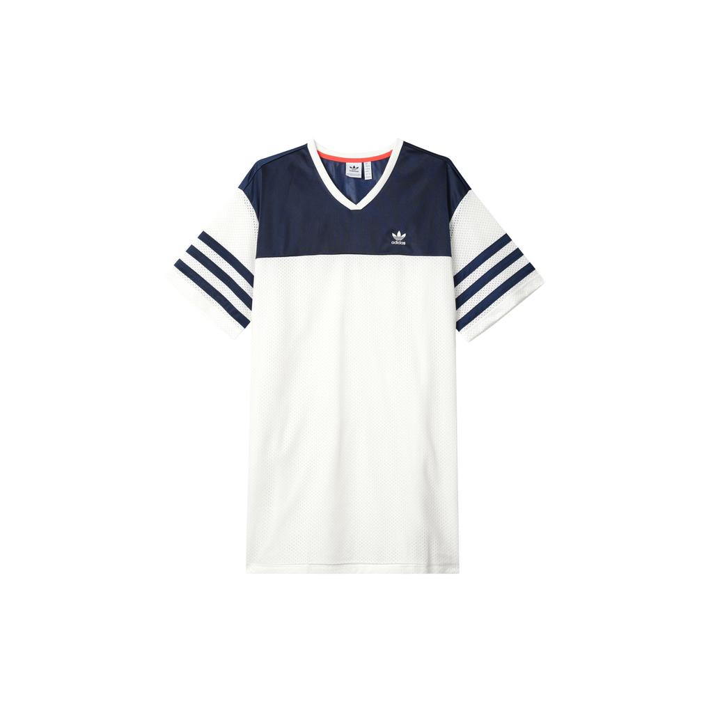 Adidas Relaxed Fit V-Neck Sports Dress Women Dress White Deep-Indigo IS2348