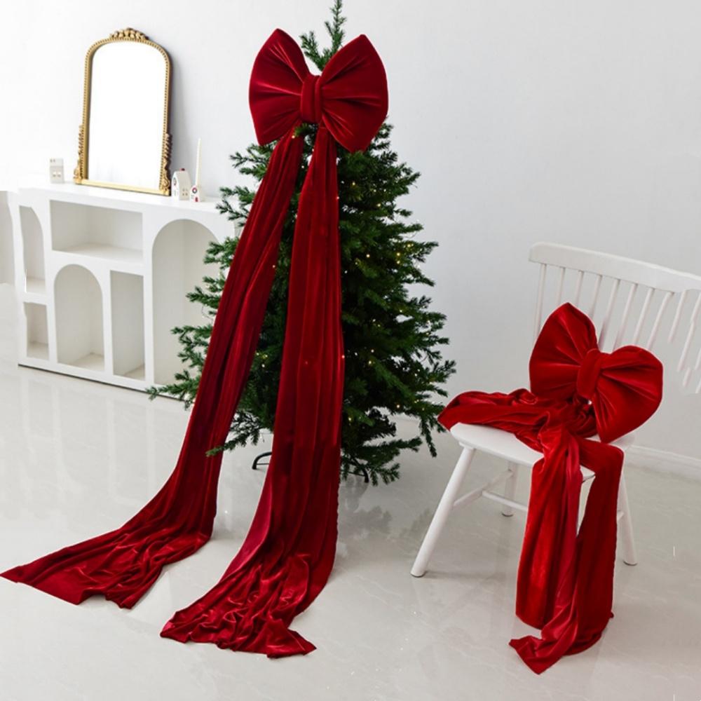 Super Large Christmas Bow Pendant Red Velvet Xmas Tree Bowknot Pendant Ornaments for Home Decor New Year Party Gifts Decoration