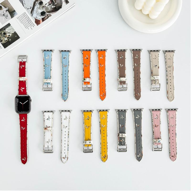 Leather band for Apple watch band 45mm 41mm 44mm 40mm 49mm 42mm Butterfly style bracelet wristband iWatch Ultra 9 8 SE 7 6 5 4 3