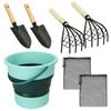Clam Digging Tool Set for Families, Perfect for Marine Leisure, Includes Foldable Bucket, Rake & Shovel, and Mesh Storage Bag (Green)