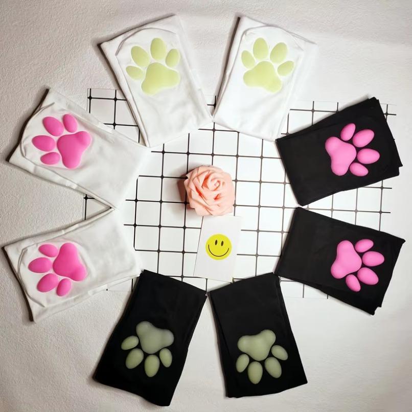 Womens Over Above Knee Socks Thigh High Stockings Kitten Claw Cat Paw Pad Ladies Pink 3D Long Sock Cosplay Harajuku Y2K Female