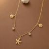 Ocean Series Gold-Plated Starfish & Shell Rhinestone Necklace - Luxurious & Versatile