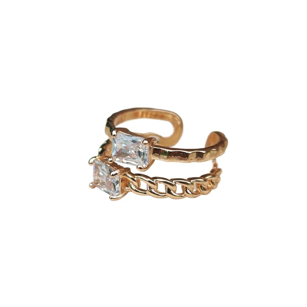 1 Piece Fashion Geometry Shapes Cubic Zirconia Opening Adjustable Rings for Women Couple Ring Stackable Jewelry Party Accessories