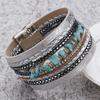 Stone Leather Bracelet for Women Retro Multilayer Crystal Snake Skin Wide Bangles Jewelry Gifts
