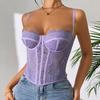 Sexy Gathering Slim Fit Fishbone Bust Eyelashes Lace Perspective Pure Desire Suspender Vest Vest Women's Exterior Wear