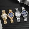 Quartz Mens Watch With Blue Glass Dial And Stainless Steel Strap For Casual Wear