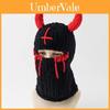 Handcrafted Demon Knit Hat With Thick Warm Fleece Face Mask For Winter Streetwear Fans
