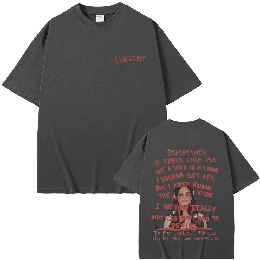 Piosenkarka Lana Del Rey Darmowe Koszulki z Merchem Męskie Damskie Casualowe Lato 2026 Krótki Rękaw Męska Moda Vintage Bawełniane Koszulki