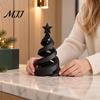 Festive PLA Plastic Art 3D Printed Christmas Tree Candle Holder, Spiral Small Shaped Compact Desktop Holiday Figurine Tealight Stand, Dining