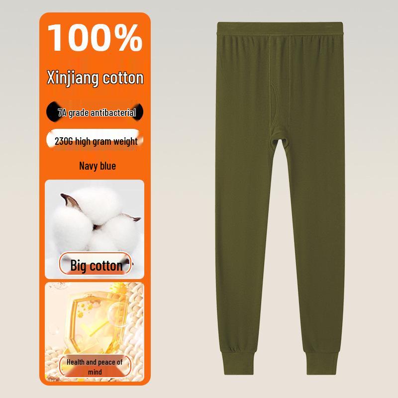 2025 Autumn/Winter Men's Cotton Antibacterial Base Layer Trousers - Mid-Aged Plus Size Warm Pants