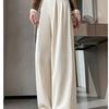 Women's High-Waist Slimming Ankle-Length Wide-Leg Suit Pants, Small, Apricot, Straight Leg, Spring Edition.